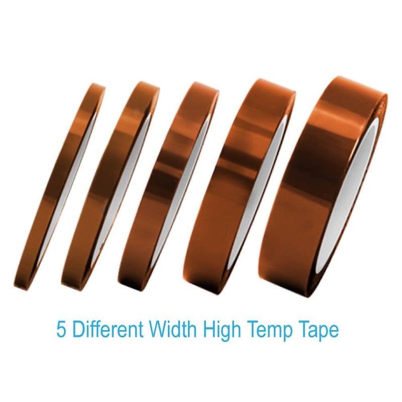 selizo High Temp Tape, 5 Pack Multi â€“ Sized 1/8â€, 15/64â€, 15/64â€, 15/32â€, 5/64â€, Heat Resistance Up to 280â„ƒ (536â„‰) - Image 2
